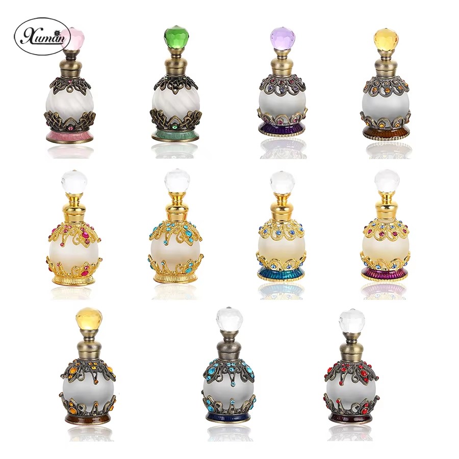 Perfume Fragrance Attar - 15ml Stone Metal Refillable Perfume Bottle
