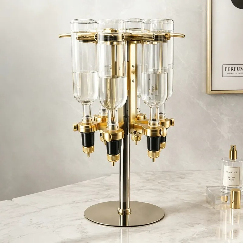 Perfume Fragrance Bar - New 6 Bottle Golden Perfume Dispenser